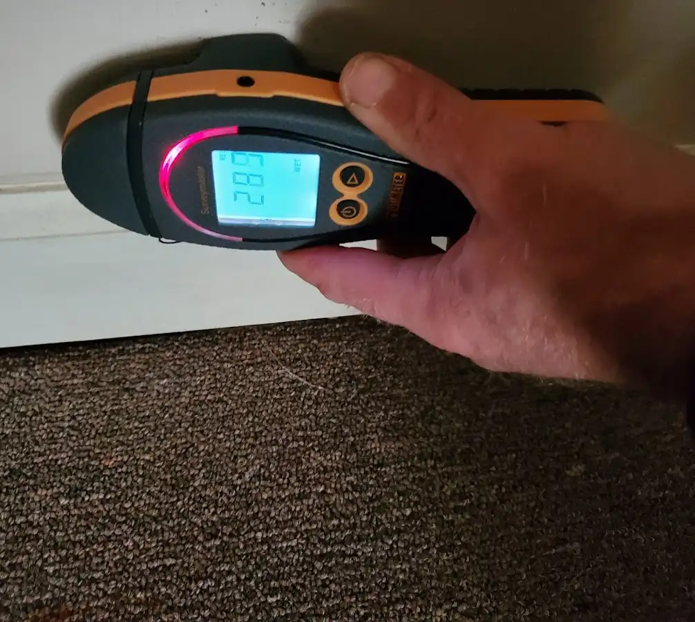 Moisture detection at baseboard during Sewage Cleanup & Sanitation in Grambling